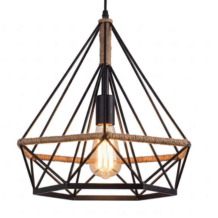 Rustic Pendant Light – Farmhouse Rope Kitchen Island Hanging Light, 9.8" for Dining Table & Hallway