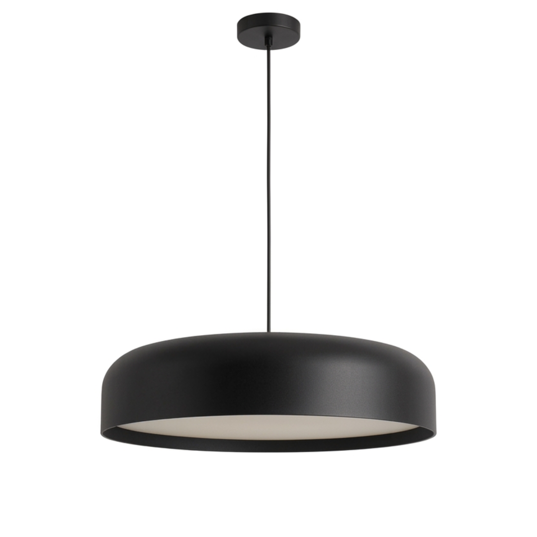 Black dome pendant light, 13.8 inch modern LED aluminum hanging lamp by Aurelia Lighting