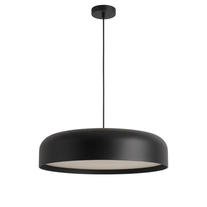 Black dome pendant light, 13.8 inch modern LED aluminum hanging lamp by Aurelia Lighting
