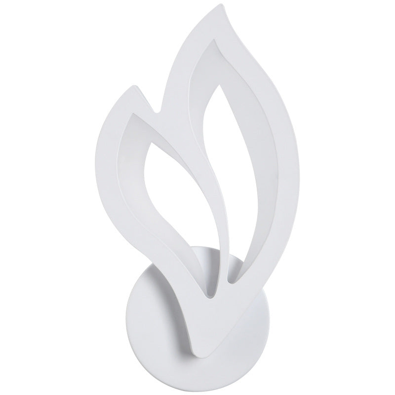 Modern white leaf-shaped LED wall lamp front view
