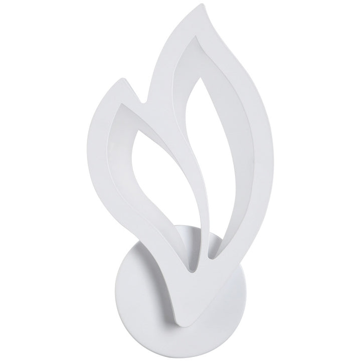 Modern white leaf-shaped LED wall lamp front view