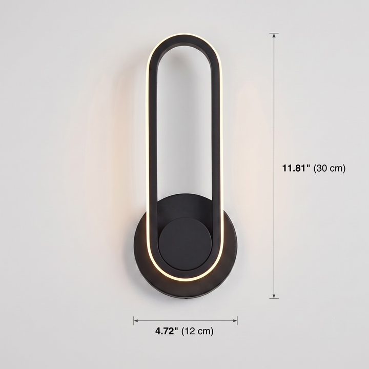 Black oval bedside wall lamp 11.8 inch with 3 color temperatures