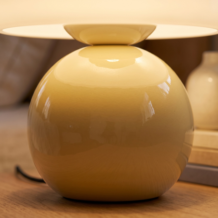 Cream Mushroom Table Lamp – Dimmable Glass Bedside Lamp | Warm White Touch & Remote